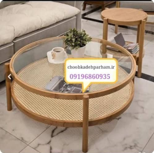 میز لپ تاپ و میز عسلی حصیری و شیشه ای